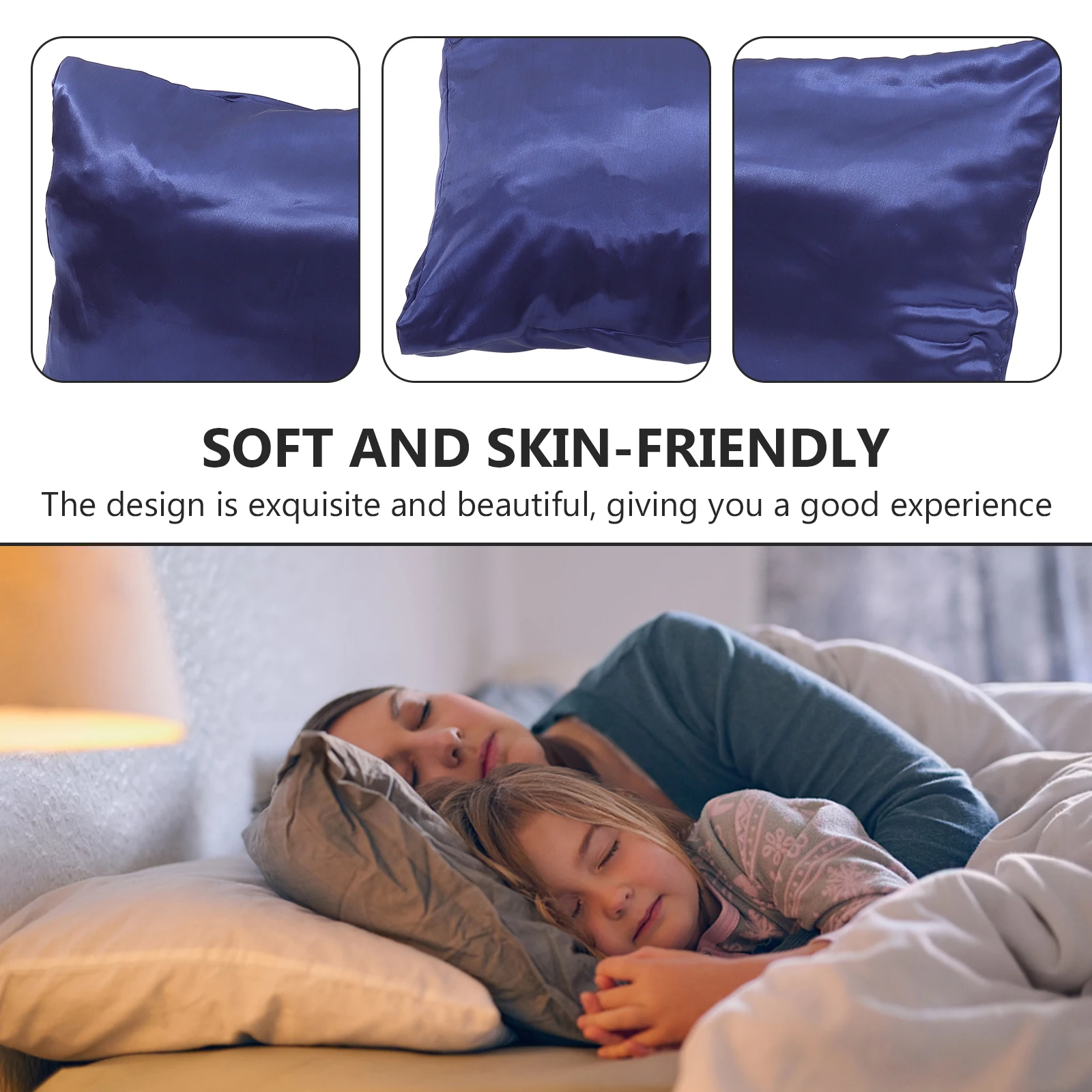 

2Pcs Pillowcase Imitation Silk Smooth Black 66x51cm Polyester Pillow Protector Euro Sham Cover Bed Travel Cooling