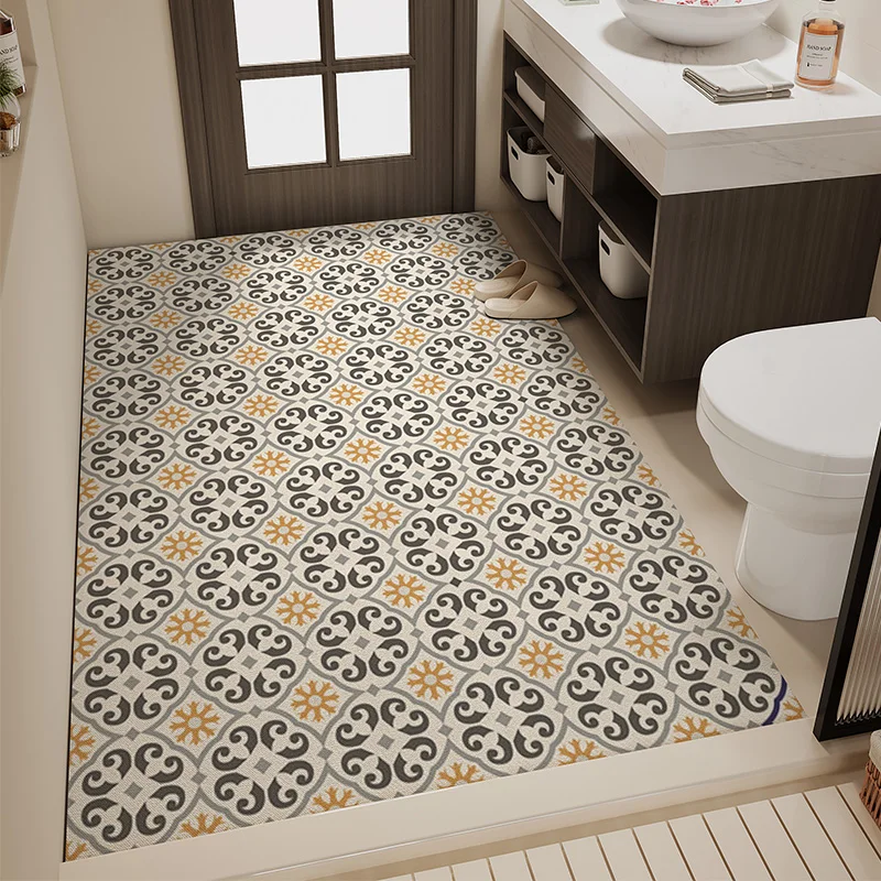 Bathroom Carpet Non-slip Bath Absorbent Floor Mat Quick Drying Toilet Entrance Doormat Retro Patterns Rug Alfombra De Baño 욕실 카펫