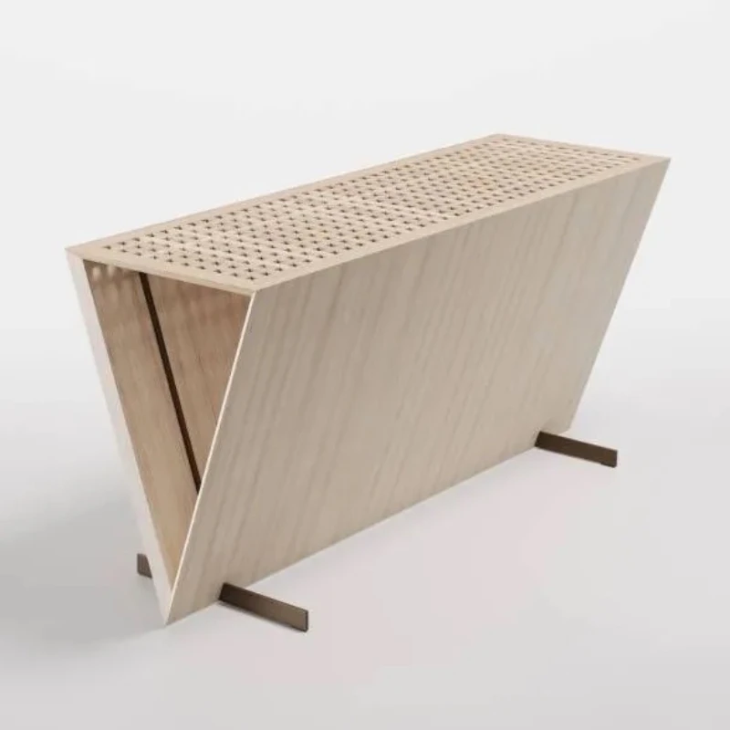 

Furniture Italian metal solid wood porch end view table, designer creative ALVEA side table