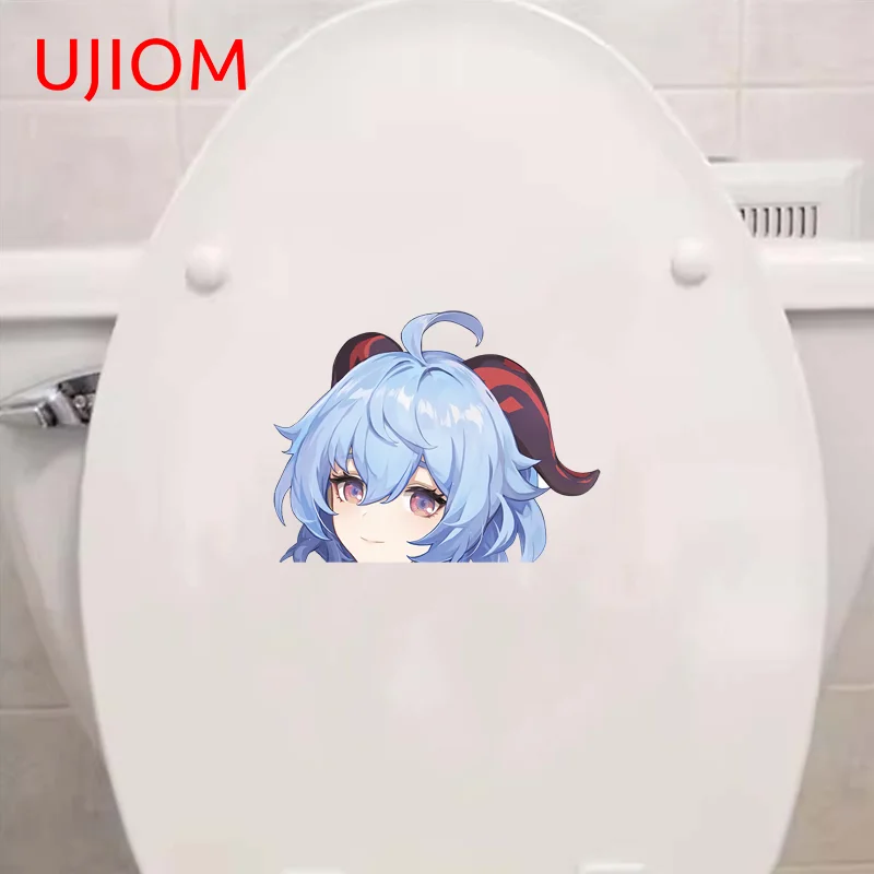 UJIOM Lovely Peeking Ganyu Genshin Impact Wall Sticker Premium Creative Kitchen Waterproof Decal Suitable For Living Room Decor