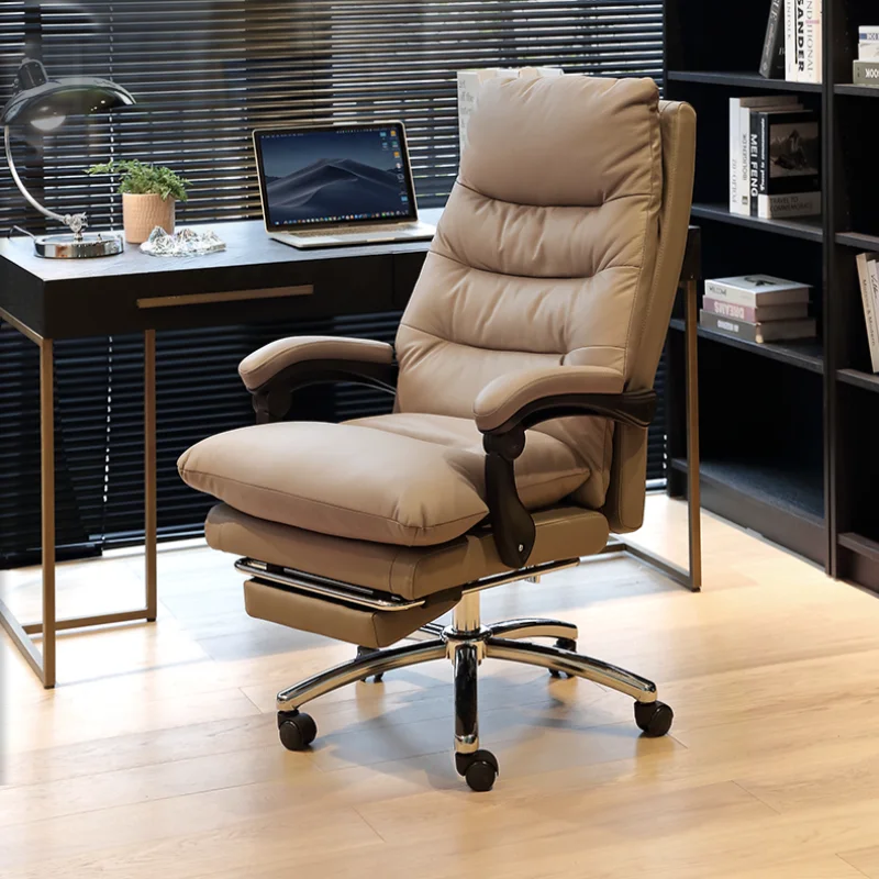 

Boss Leather Office Chair Bedroom Executive Modern Rotatable Gaming Chair Brown Solid Color Sillas De Oficina Office Furniture