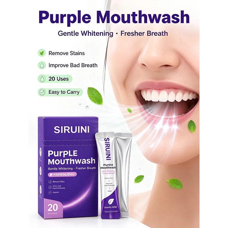 Portable Purple Strip Mouthwash 20pcs Refreshing Mint Scent Reduce Odor Freshen Breath Daily Dating Travel Disposable Oral Care