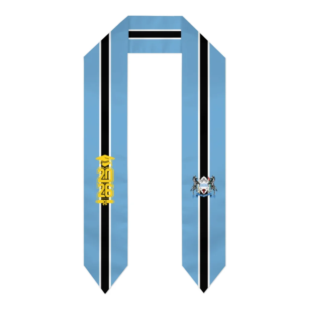 Class of 2026 Botswana Flag Scarf Graduation Sash Stole International Study Abroad Adult Unisex Party Accessory Top Print