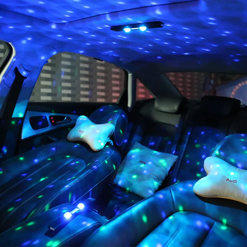 LED Car Ambient Lighting RGB Starry Sky Ceiling Light USB Charging Car Interior Decoration Magnetic Ceiling Holiday Night Light
