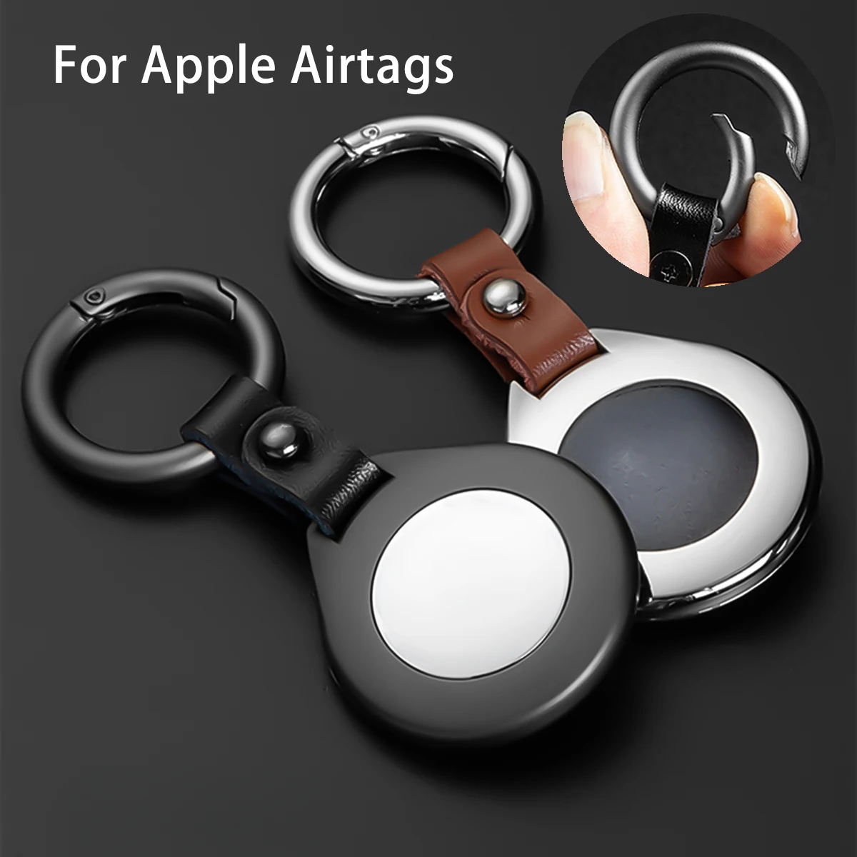 

2026NEW Leather+Metal Case For Airtag Luxury Alloy Protective Cover For Apple Airtags Location Tracker Anti-lost Keychain Sleeve