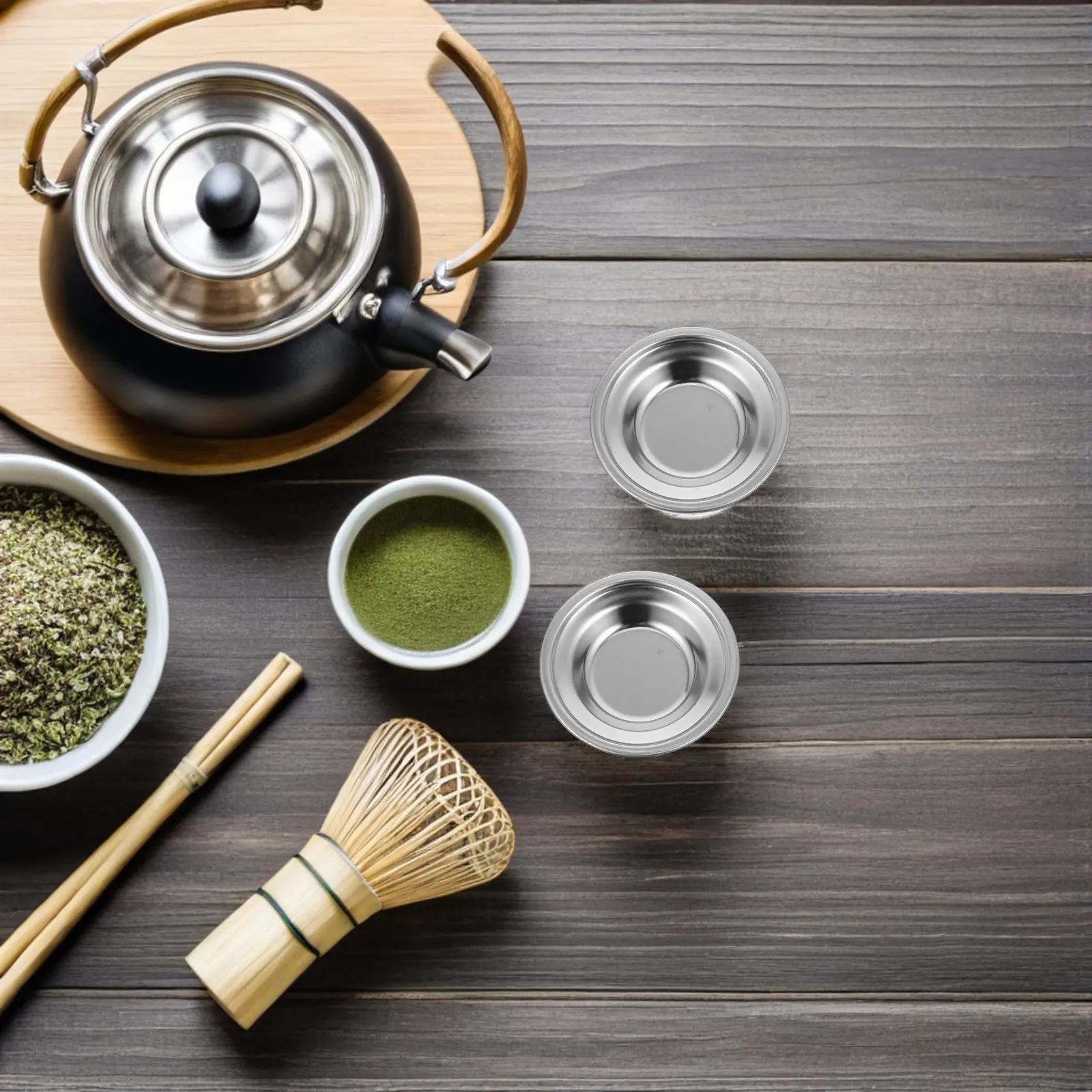 10 piezas de bandeja de acero inoxidable para bolsitas de té, platillo pequeño, recipiente para condimentos, organizador reutilizable de metal para reposar cucharas, para la hora del té en la oficina