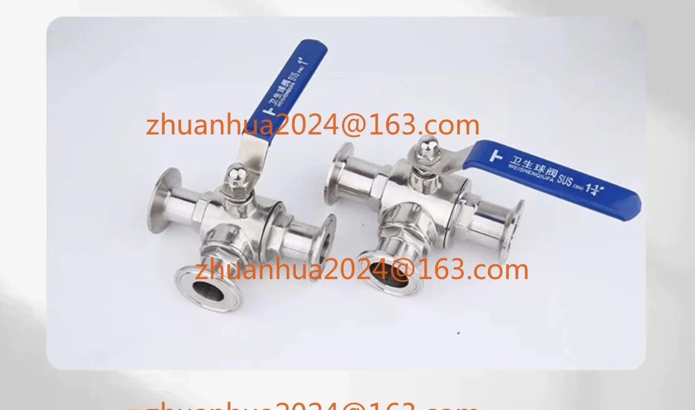 304/316L Stainless Steel Sanitary Through Fast Ball Valve OD19-51mm Three Clip Collar 25.4/50.5/64mm Homemade Diary Product
