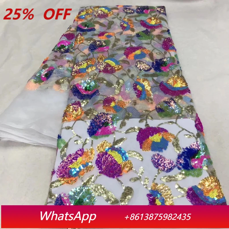 

The latest African lace fabric 2023 high quality sequin lace embroidery Nigerian lace fabric women dress J40371