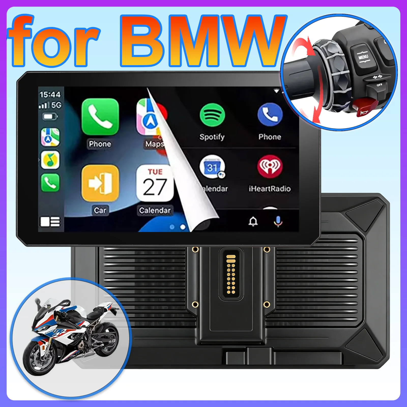 

Android Auto with BMW Motorcycle Magic Wheel for Apple Carplay Portable Digital Dashboard Navigation 7 Inch Portable Navigator