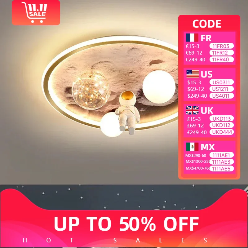 

Европейские современные детские светильники в виде Луны, светодиодные светильники, люстры в виде астронавта для спальни, декоративные потолочные светильники для комнаты, бытовая техника