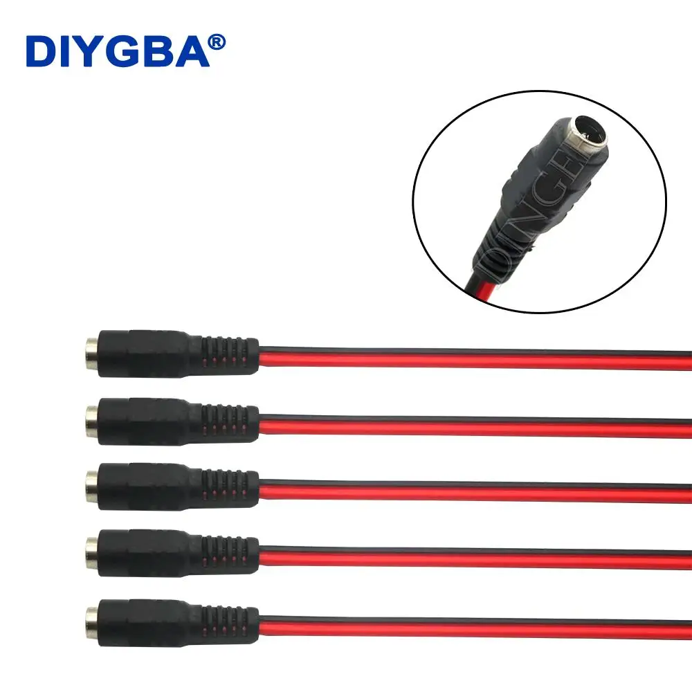 5PCS DC Power Male Female Cable 12V Plug DC Adapter Cable Plug Connector For CCTV Camera DC Plug 5.5*2.1mm 5.5x2.1 5.5x2.1mm