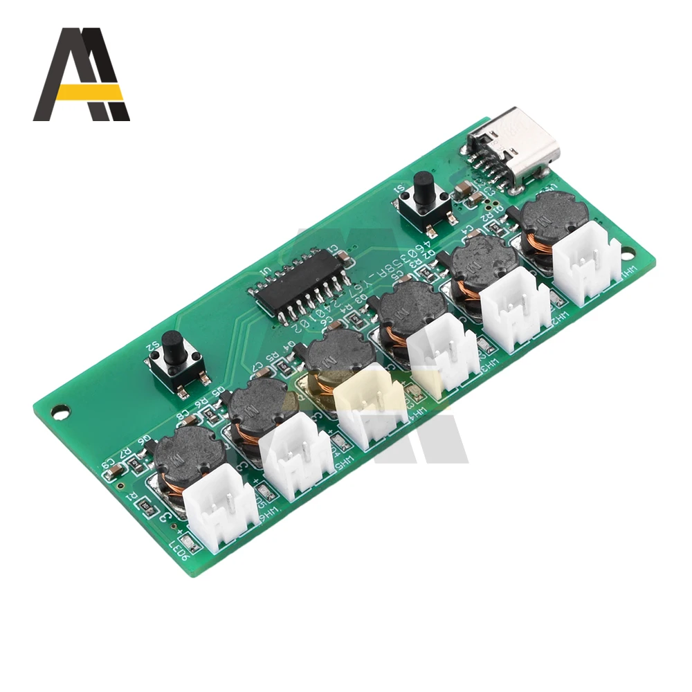 DC5V Six Spray Humidifier Module Atomization Control Board DIY 2.5-3W Dynamic Spray Single Spray Ultrasonic Atomizer TYPE-C