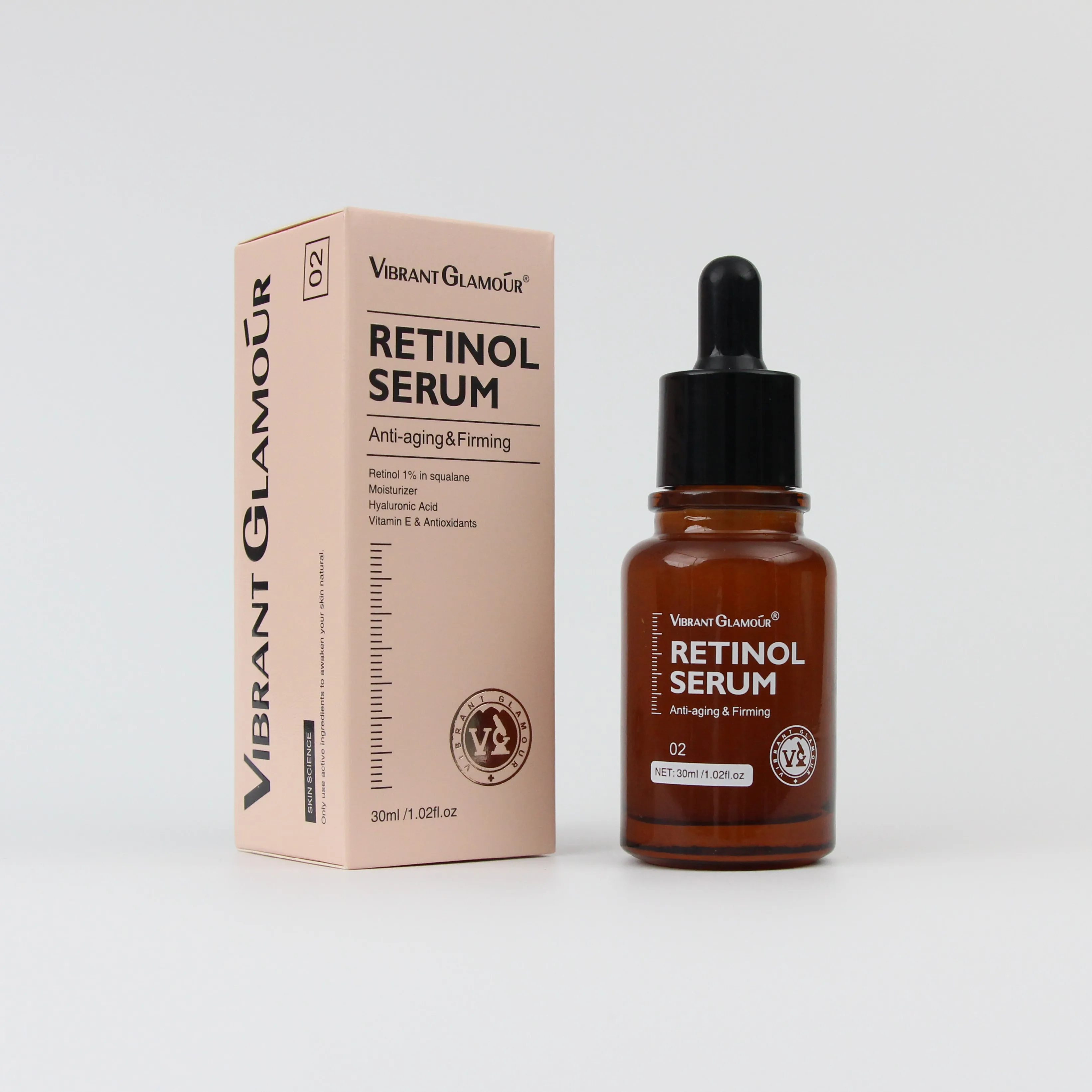Vibrant Glamour Retinol Face Serum 30ml Moisturizing Whitening Skin Care for Brighter Smoother Complexion