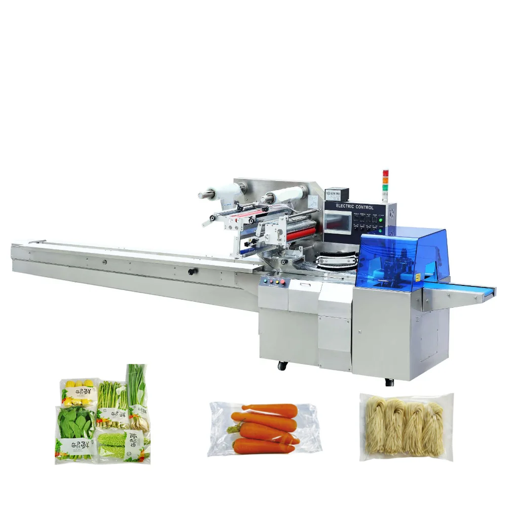 Fully automatic horizontal wrapping flow pack packaging machine fruit and vegetable packing machine