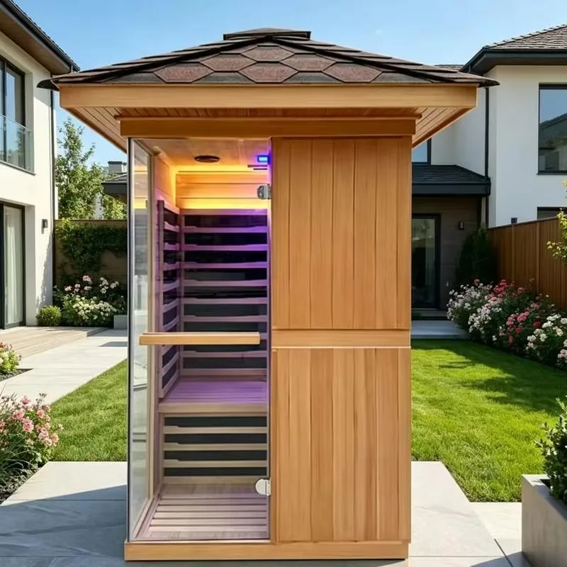 Customized 2 Person Outdoor Sauna Cabin Outdoor Finnish Sauna with Electric Heater Wood Outdoor Sauna Cabin Backyard