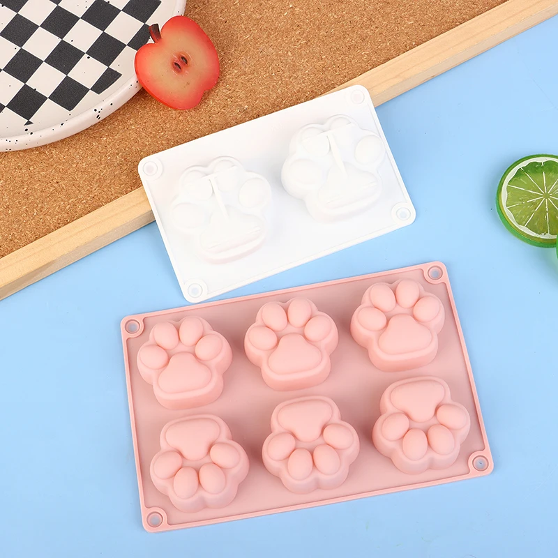 2/6 Cavity Cat Paw Silicone Soap Mold Animal Candle Resin Plaster Mold DIY Chocolate Jelly Cake Ice Cube Making Desk Decor Gift