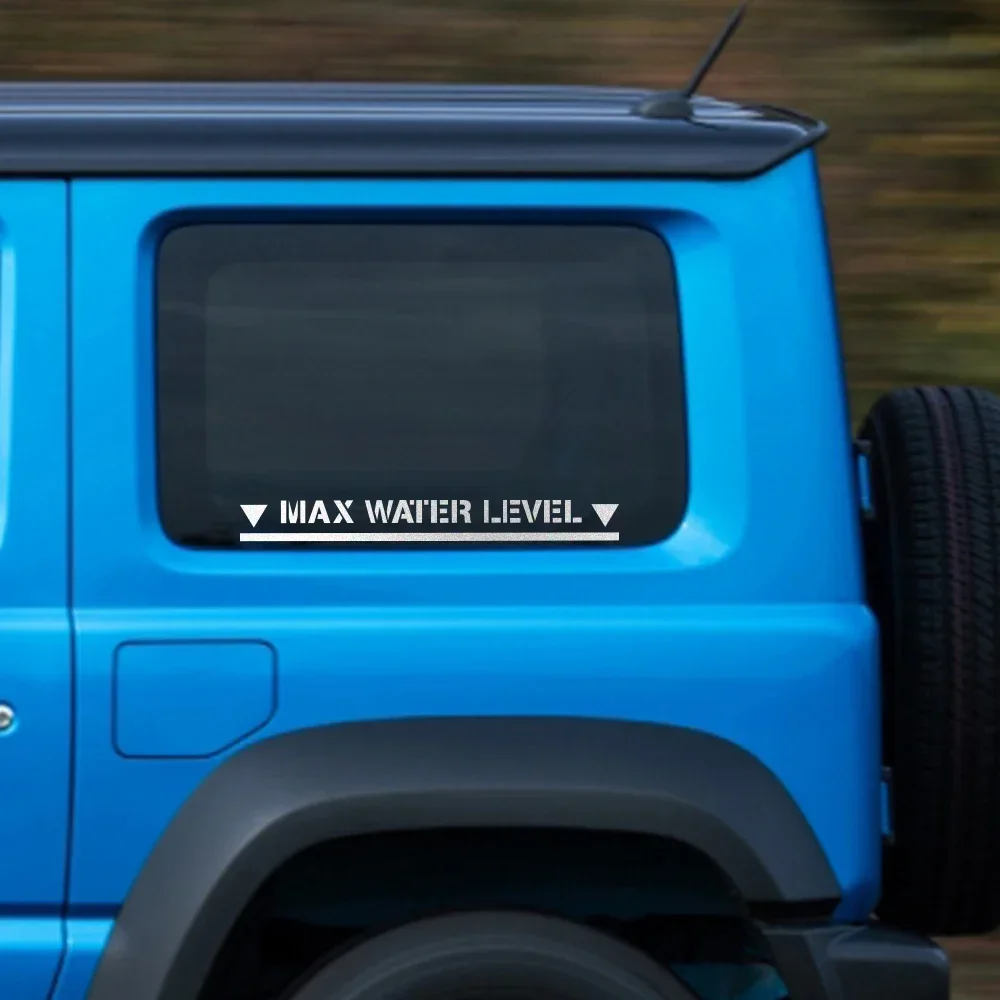 1Pc Reflective MAX WATER LEVEL Car Vinyl Sticker, Offroad Funny Warning Graphic Decal, Vehicle Body Exterior Styling Accessories