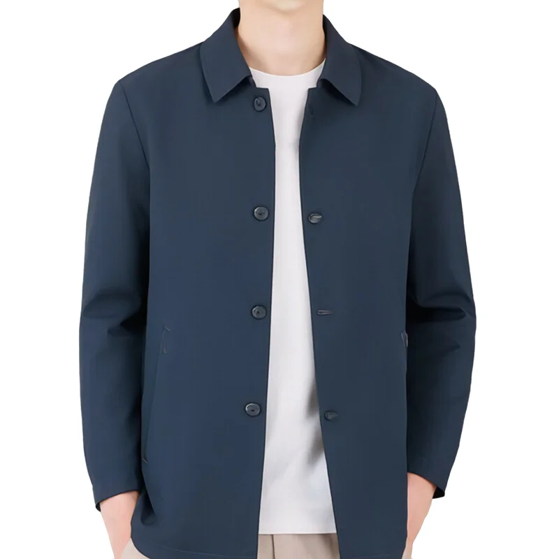 

Trendy Men's Executive Jacket Spring-Autumn Fashion Solid Color Breathable Lapel Business Gentleman Coat Comfortable Casual Top