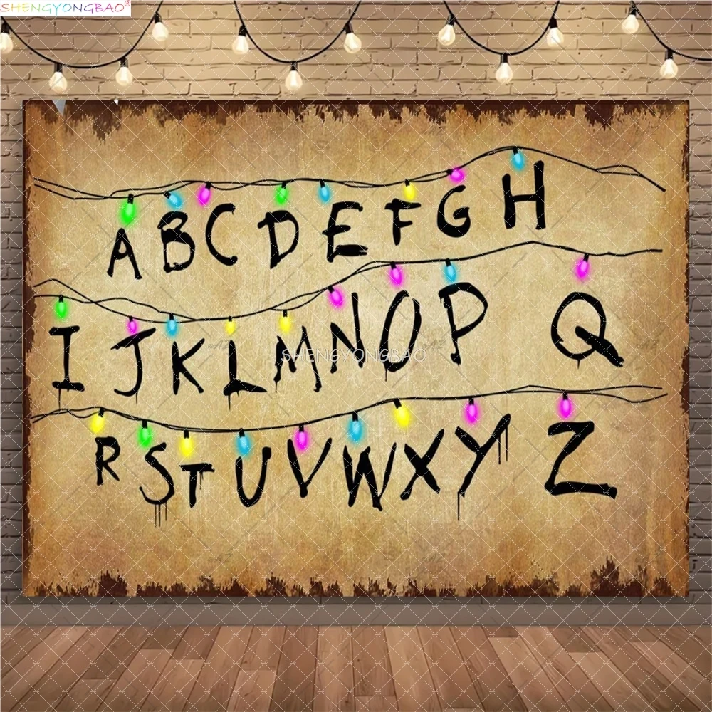 American TV Stranger Luminous Letter String Photography Backdrops Prop Alphabet Light Baby Gift Birthday Party Background ZZ-04