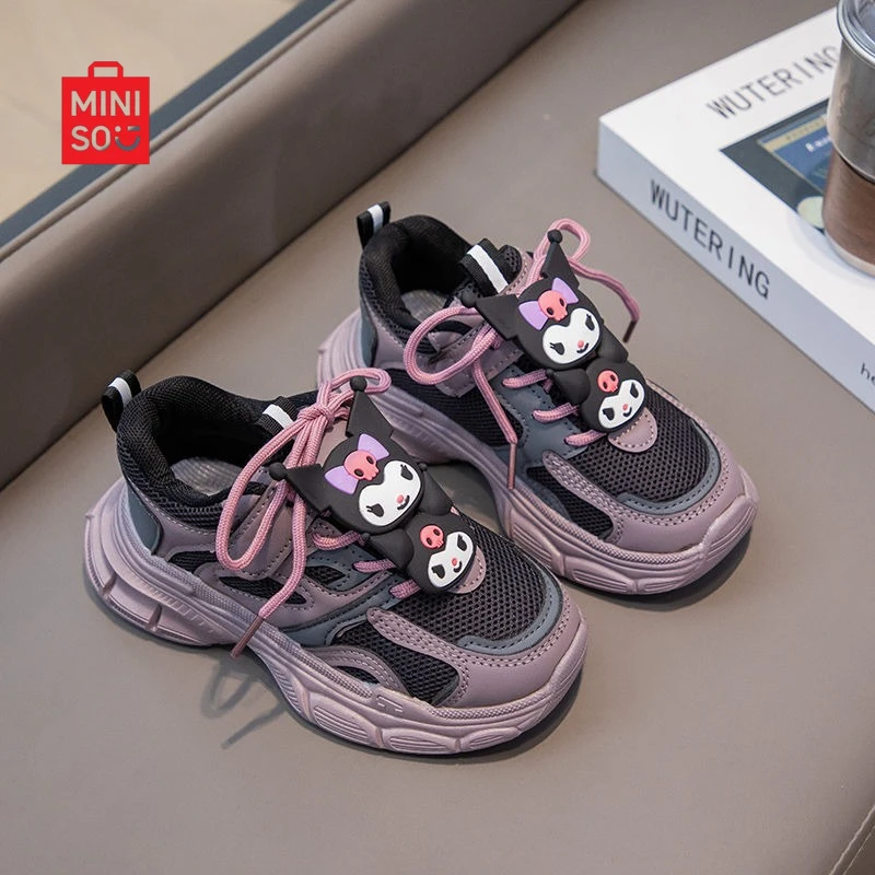 

Miniso 2025 Kuromi Girls Sneakers, Soft Sole Platform Shoes for Big Kids & Teens Fashion Casual Wear