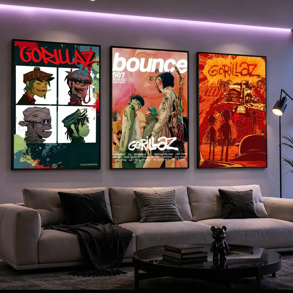 Music Gorillaz Poster Poster HD Printing Cyberpunk Style Wall Art Home Decor For Gaming Room Living Room Bedroom Gift Idea
