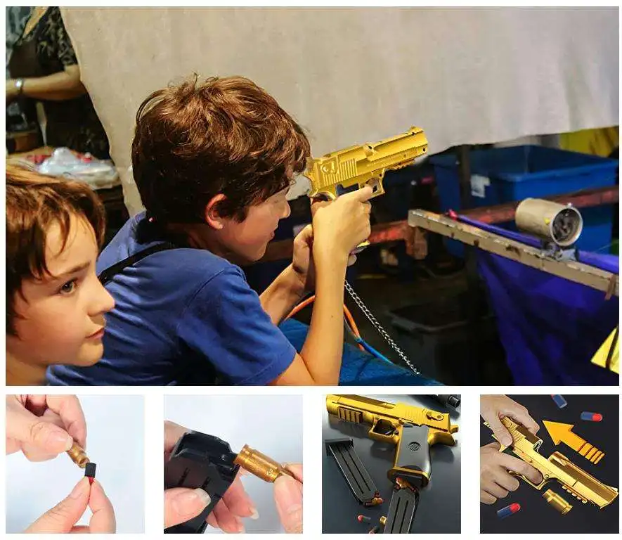 Pistola de juguete automática para niños, juguete mecánico de Águila del desierto, eyección de carcasa, pistola Airsoft, disparo continuo, bala suave