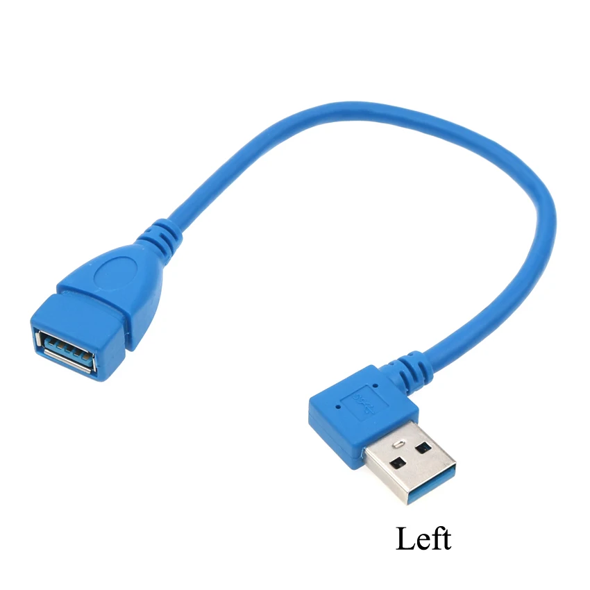YuXi USB 3.0 Right Left Up Down Angle 90 Degree Extension Cable Male To Female Adapter Cord USB Cables