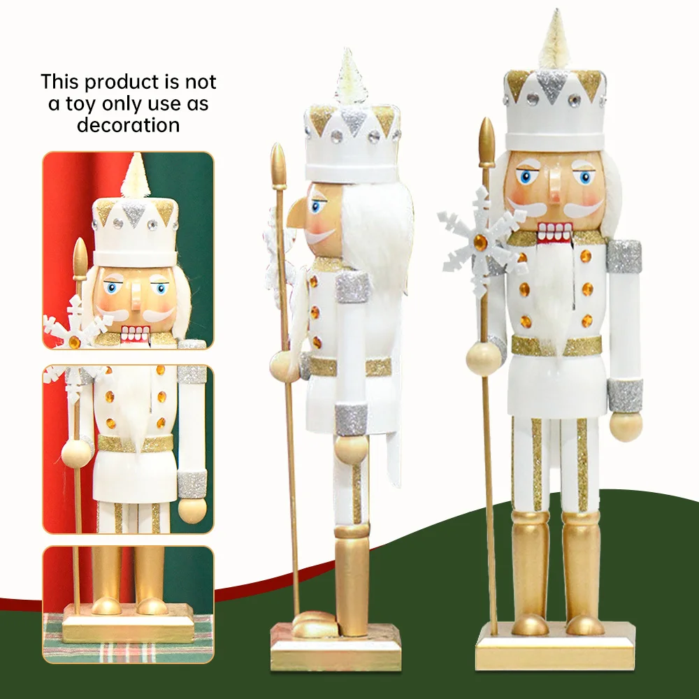 36CM Nussknacker Soldat Puppe Goldene Glitzernde Pulver Holz Nussknacker Statuen Puppe Weihnachten Neujahr Geschenk Hause Dekoration