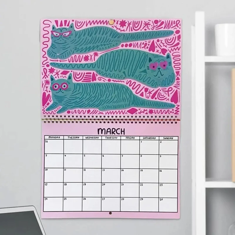 2025จัดตารางเวลาสำหรับแมวรายวันการจัดตารางเวลารายวันปฏิทินพลิกปฏิทินสำหรับห้องเรียนวางแผนผนังสำหรับบ้าน