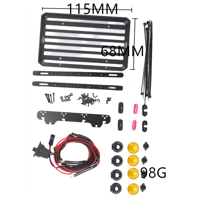 LDRC LD-P06 LD P06 Unimog Metal Luggage Carrier Roof Rack with LED Light 1/12 RC Truck Car Upgrade Parts