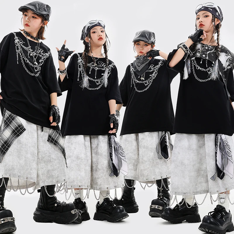 Children Boys Girls Streetwear Hip Hop Jazz Fashion Loose Casual Short Sleeve T-shirt Shorts Sets Kids Tracksuits Ages 4-14Y