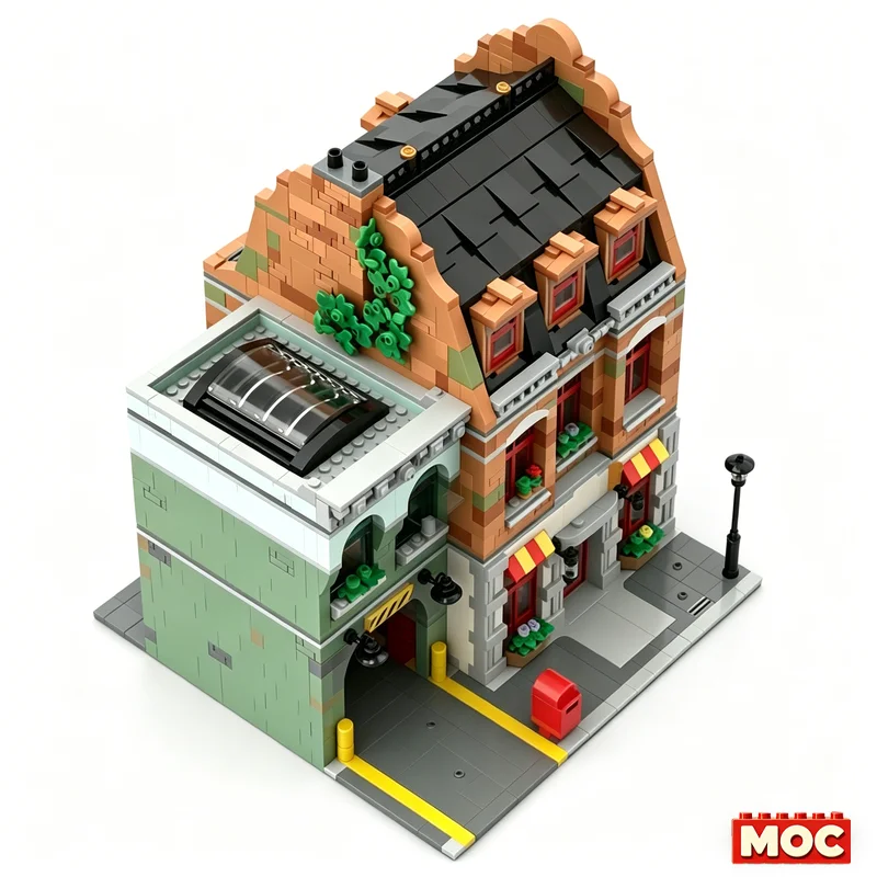 3088PCS MOC Post Office Modular City Building European Style Architecture Model Building Blocks Educational Toy Halloween Gift
