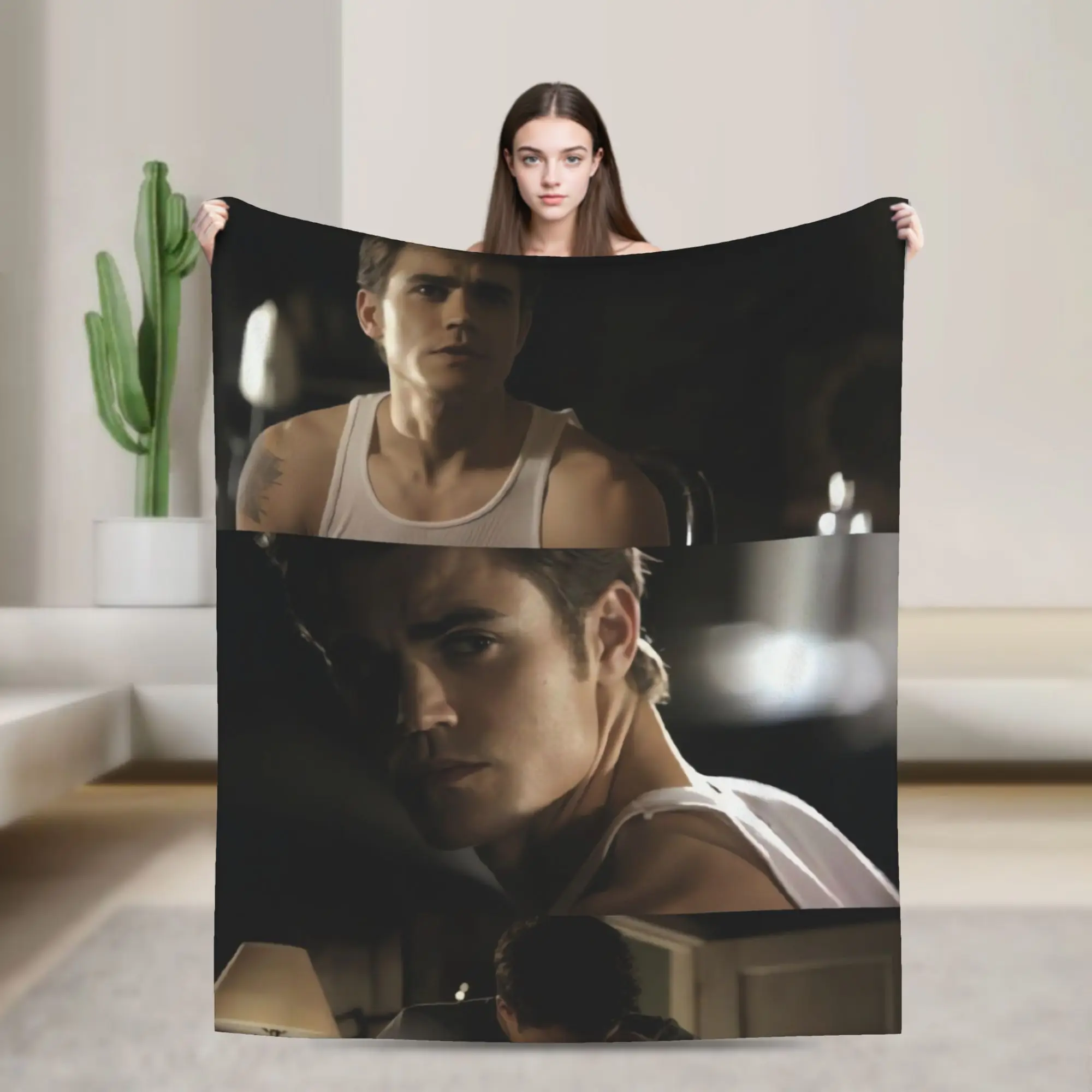 The Vampire Diaries Stefan Salvatore Soft Warm Blankets  Picnic Plush Bedding Throws Funny Bedroom Flannel Bedspread Sofa Bed