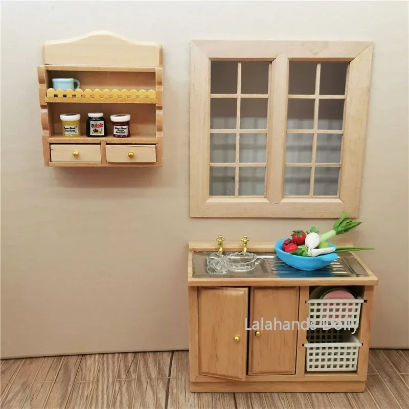 Dollhouse Miniature Furniture Items Mini Toilet,Bath Cabinet,Kitchen Cabinet, Hand Washing, Sink, Cabinet Decoration Accessories