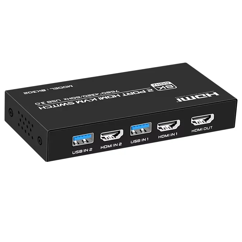 FJ-8K302 FJGEAR 2 Port 2 in 1 Out 8K Usb 3.0 Kvm Switch Support 7680*4320/60Hz 2.1 Version KVM Switch