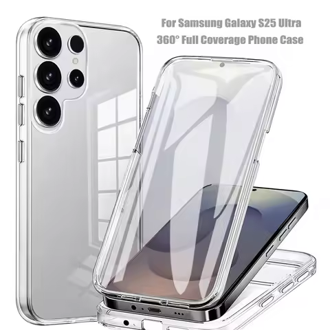 360°Full Coverage Phone Case for Samsung Galaxy S25 S24 S23 Plus S22 S21 S20 FE Ultra HD Clear Silicone TPU+PC Protective Cover