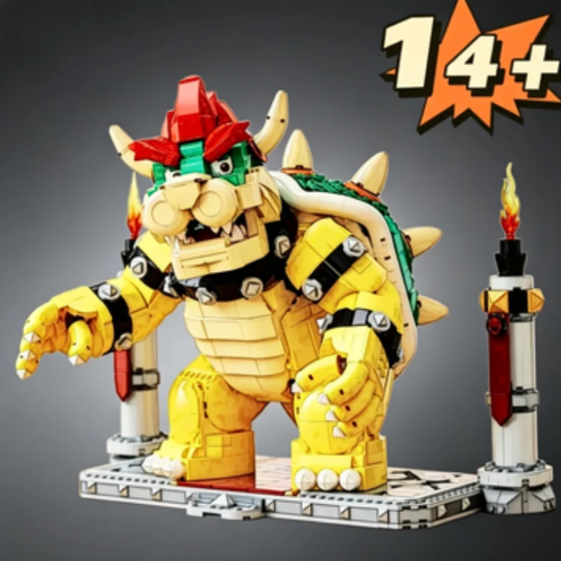 Giant Spiked Shell Monster Building Blocks, 2000+ Pcs Fire-Breathing Turtle King with Fangs & Hair, Villain Character Model
