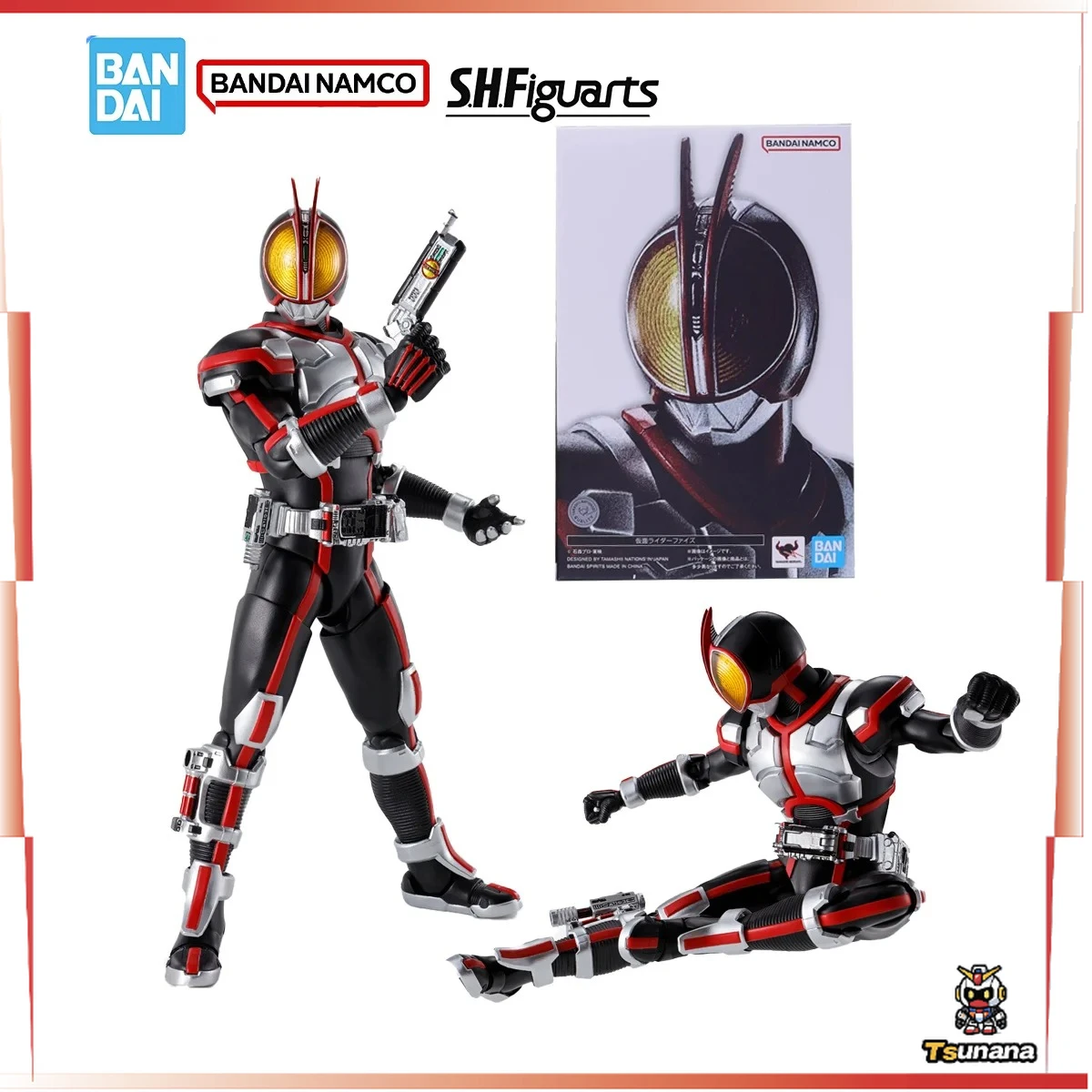 

Bandai Genuine Kamen Rider 555 Model Kit SHF Kamen Rider Faiz Joints Movable Action Figures Collection Finished Model Toys Gifts
