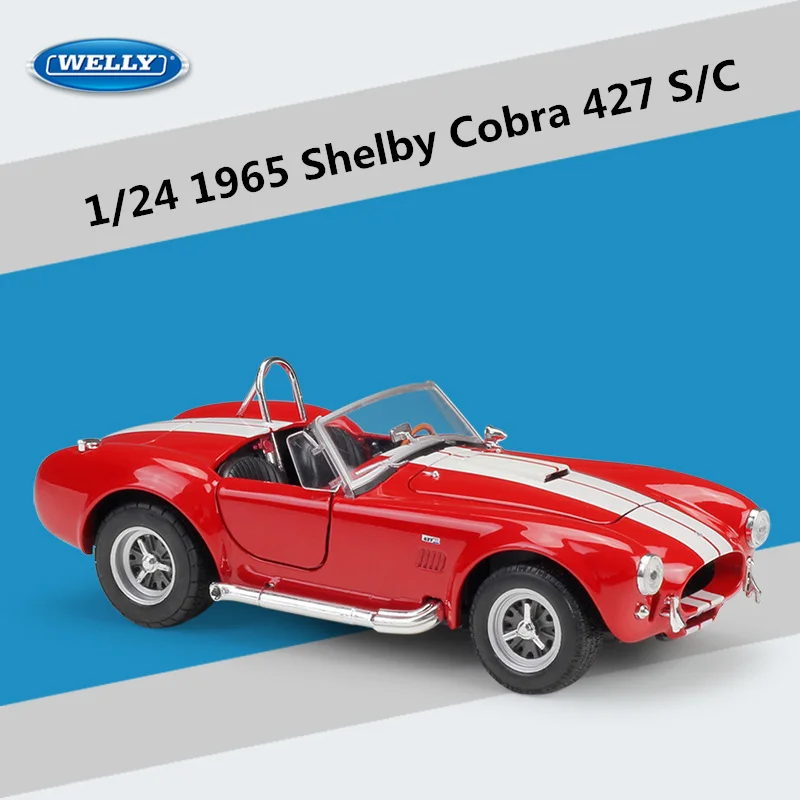 WELLY 1:24 Ford 1965 Shelby Cobra 427 S/C Alloy Sports Car Model Diecasts Metal Classic Car Vehicles Model Simulation Kids Gifts