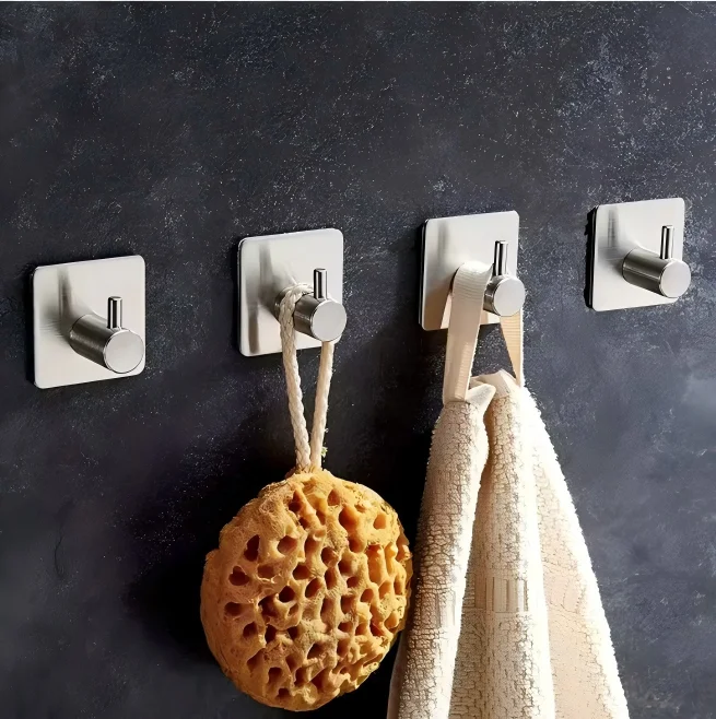 Stainless Steel 3M Self Adhesive Hooks Sticky Wall Door Hook Robe Tea Towel Rustproof Towel Rack, Clothes Coat Hanger image 2