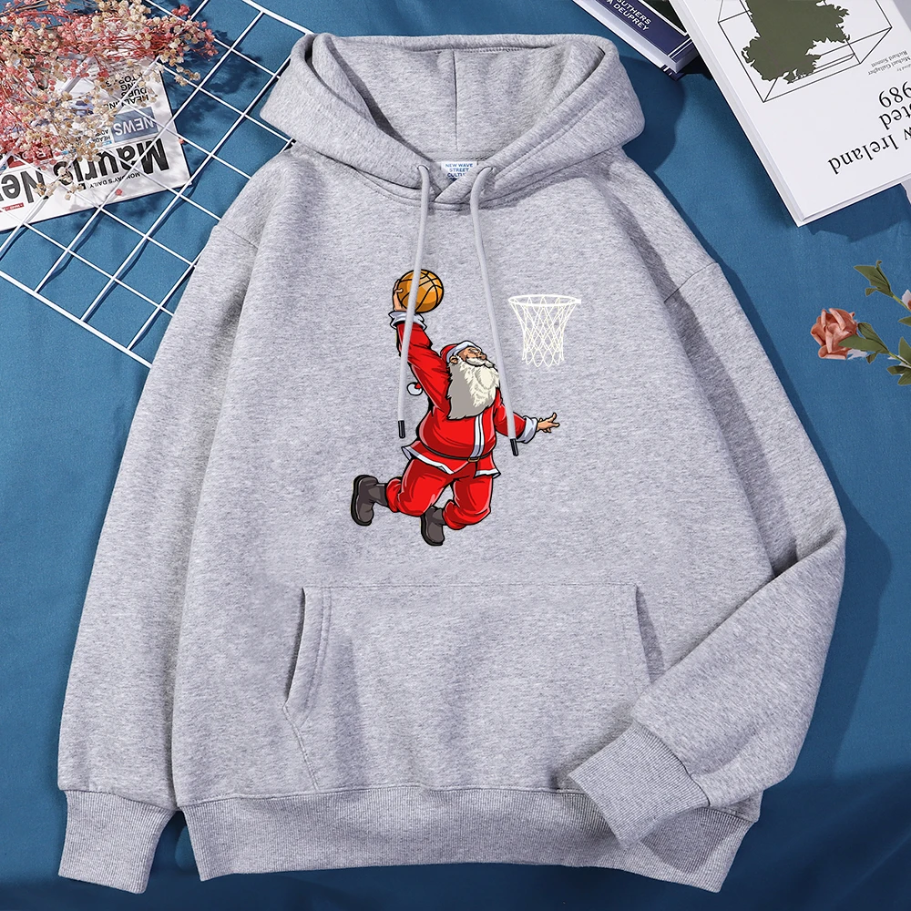 

Basketball Santa Slam Dunk T Shirt Christmas Xmas Ball Sport Men Hooded Yule Gift Essential Pullovers Harajuku Hooded Sweatshirt