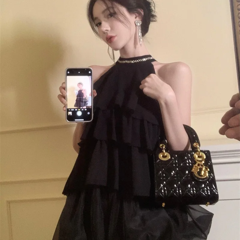 

Сексуальные брюки-фонарики и колье для похудения ort Sve, шифоновый топ, летний новый модный женский комплект из двух предметов