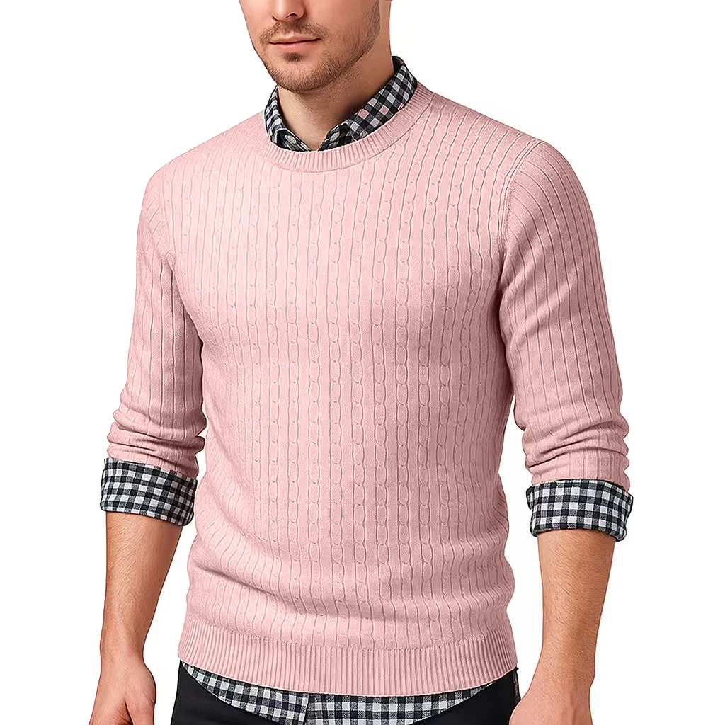 الخريف الرجال Crewneck متماسكة كابل البلوز سترة سليم صالح خفيفة الوزن عادية بلوفر مغزول في الهواء الطلق البلوزات الدافئة الشتاء القمم #5