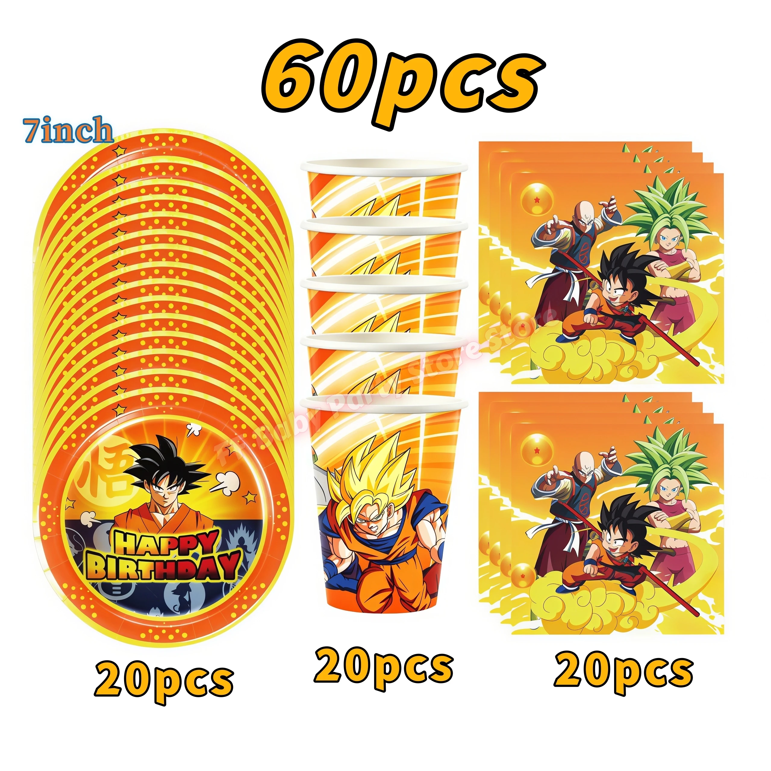 Dragon Ball Geburtstagsparty-Zubehör Son Goku Luftballons Pappbecher Teller Schlüsselanhänger Armbänder Jungen Party-Favoriten Geburtstagsdekoration – Detail 37