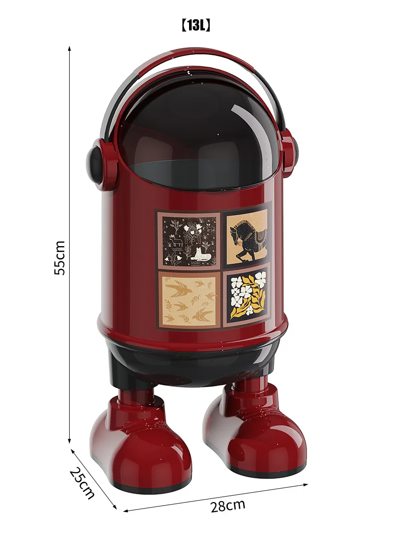 2026 Hot Selling Fashion Cartoon Toy Astronaut Large Capacity Clamshell Plastic Trash Can