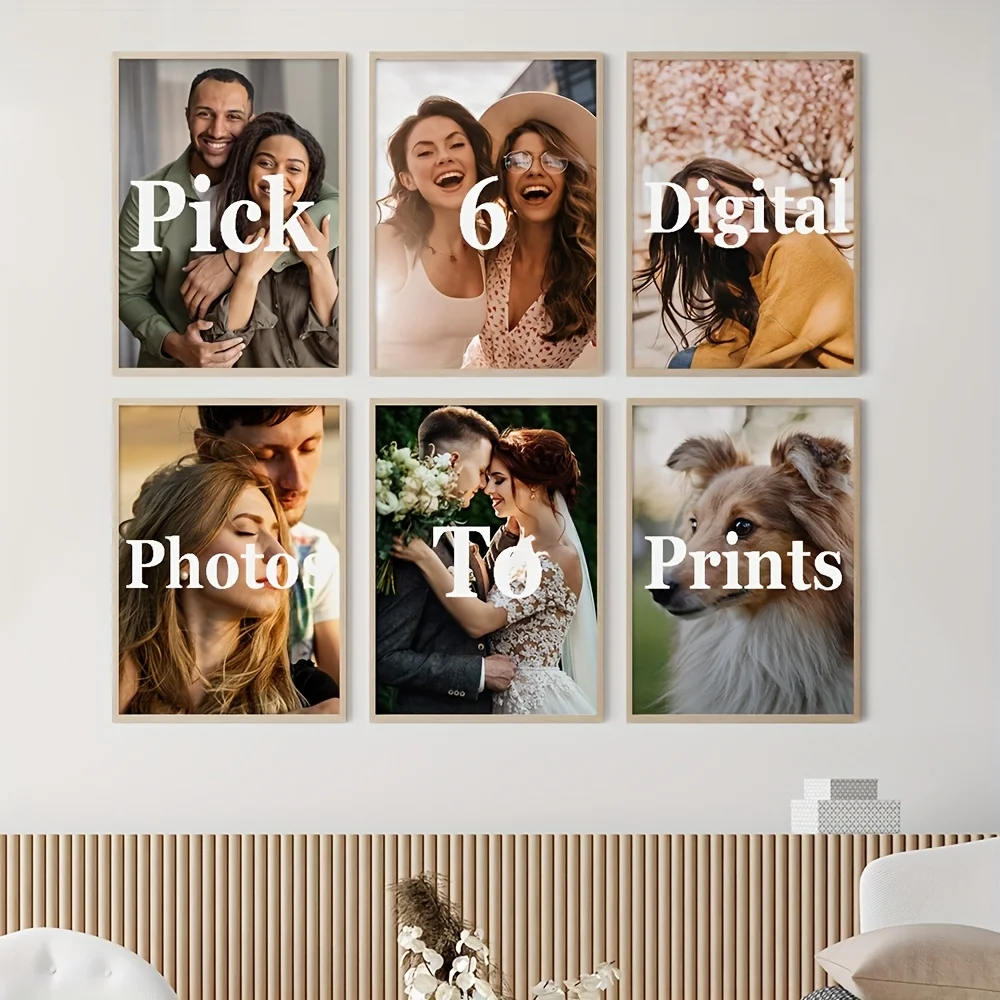 6pcs/set Custom Canvas Printing Personalized Photo Suitable for Family Life Pets Scenery Couple Weddings Home Decor Poster Gifts