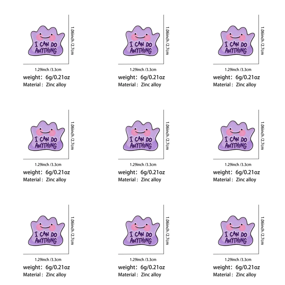 9pcs/Set I CAN DO ANYTHING Cute Purple Elf Enamel Pin Cool Game Brooch Backpack Lapel Badge Jewelry Accessories Friends Gift