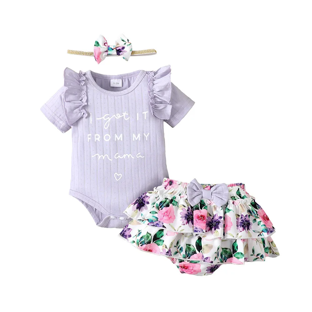 

2025 Summer Newborn Infant Baby Girl Clothes Romper Shorts Set Floral Summer Outfits Cute Baby Clothes Girl