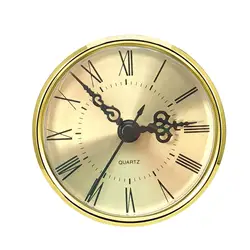 Clock Insert Mechanism Repair Replacement Roman Number Round Head Gold Bezel DIY Mini Classic Clock Fit up for Meeting Rooms