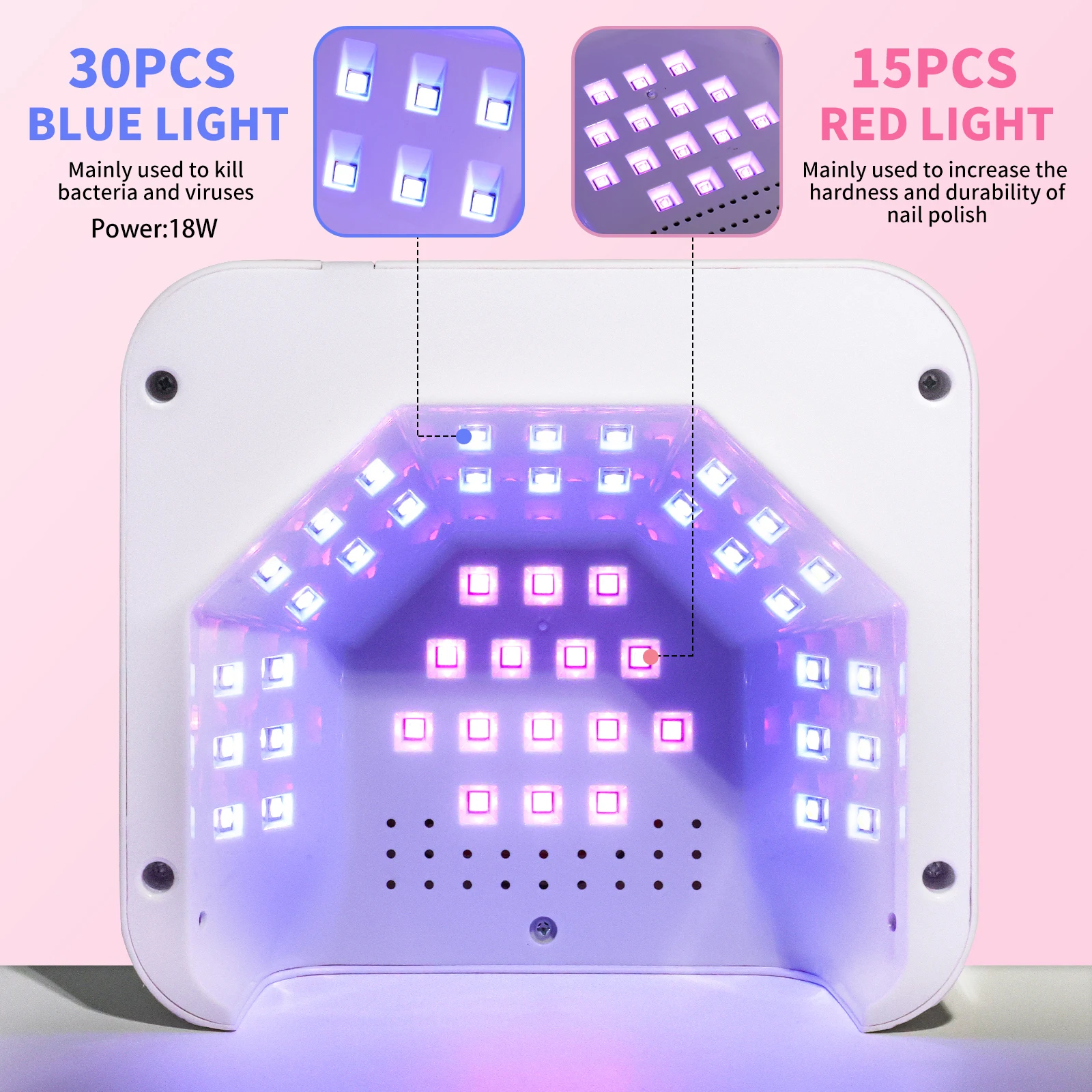 Nieuwe 45LED nagellamp Professionele UV LED nageldroger 4 tijdmodi en automatische sensoren Gel nagellicht met mini LED UV-lamp